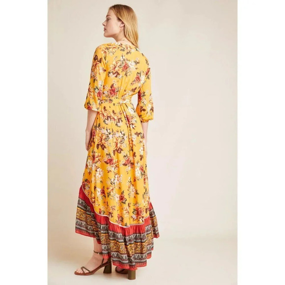 NWT FARM Rio Anthropologie Soigne Gold Maxi Dress $230 - Picture 6 of 13